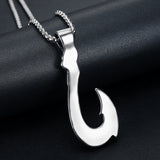 Retro Viking Fish Hook Shape Pendant Necklace Men&#39;s Necklace Metal Sliding Vintage Fish Hook Necklace Pendant Accessory Jewelry