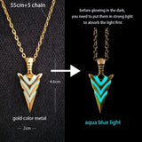 Luminous Glowing Arrow Pendant Necklace Knight Spear Necklace Glow In The Dark Pike Necklace for Women Men Halloween Gift