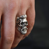 Skull with Mustache Adjustable Ring