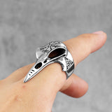 Vintage Odin Crow Skull Ring For Men or Women Gothic Stainless Steel Compass Rings  Viking Accessories Valknut Amulet Pattern Jewelry