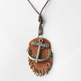 Leather Retro Anchor Necklace