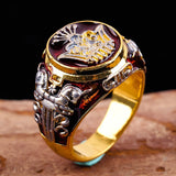Red Crown and Horse Carved Royal Ring