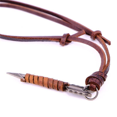 Vintage Leather Arrow Necklace